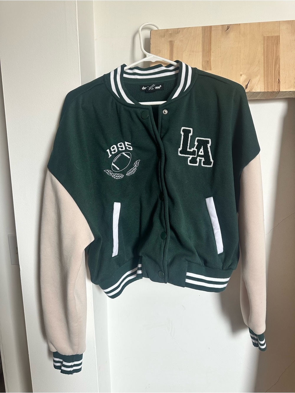 Charlotte Russe Green & White Striped Collar Sweatshirt